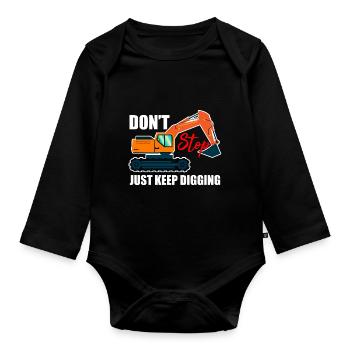 Bagger Design für Baggerfahrer - Baby Bio-Langarm-Body - Schwarz - Vorne