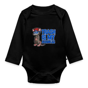 Possum design for opossum lovers and possum - Organic Longsleeve Baby Bodysuit - black - Front