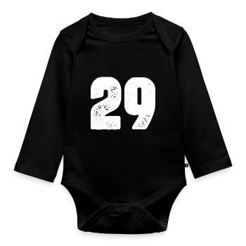 29 Zahl Trikot - Baby Bio-Langarm-Body - Schwarz - Vorne