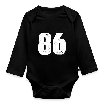 86 Number jersey - Organic Longsleeve Baby Bodysuit - black - Front