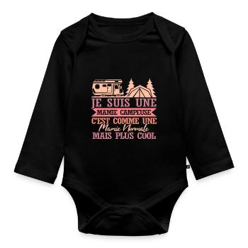Mamie Campeuse Camping-Car Femme - Body Bébé bio manches longues - noir - Devant