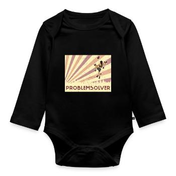 Bouldern Klettern Sportarten Turnhalle Wand - Baby Bio-Langarm-Body - Schwarz - Vorne