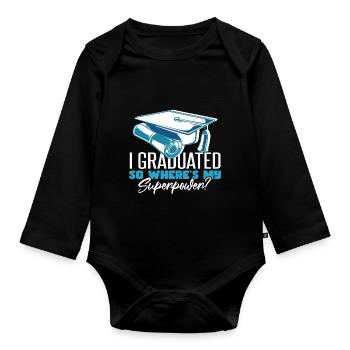 Graduierter Universitäts-Master-Abschluss - Baby Bio-Langarm-Body - Schwarz - Vorne
