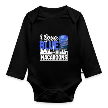 I Love Blue Macaroons Paris France Patisserie - Organic Longsleeve Baby Bodysuit - black - Front