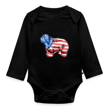 Old English Sheepdog Old English Sheepdog Flag - Organic Longsleeve Baby Bodysuit - black - Front