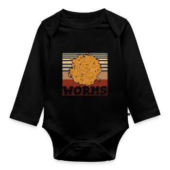 Vintage Worms Distressed - Baby Bio-Langarm-Body - Schwarz - Vorne