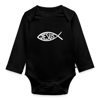 Jesus Christus von Nazareth Glaube Bibel Jesus - Baby Bio-Langarm-Body - Schwarz - Vorne