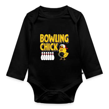 Bowling-Küken - Baby Bio-Langarm-Body - Schwarz - Vorne