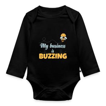 Mon entreprise bourdonne drôle d’apiculture - Body Bébé bio manches longues - noir - Devant