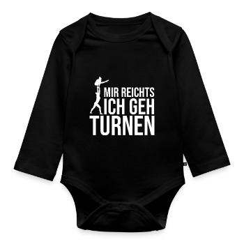 Mir Reichts Ich Geh Turnen Gymnsatik Trainer Turnf - Baby Bio-Langarm-Body - Schwarz - Vorne