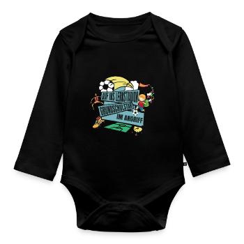 Grundschule Einschulung Fußball - Baby Bio-Langarm-Body - Schwarz - Vorne