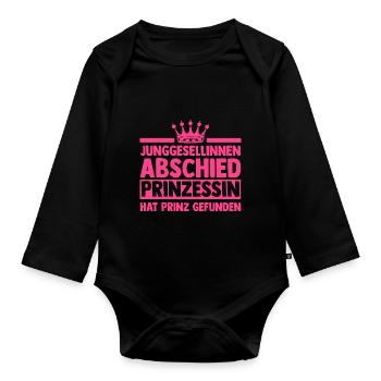 Braut Hochzeit Heiraten Junggesellenabschied - Baby Bio-Langarm-Body - Schwarz - Vorne