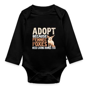 Adoptez Fennec Renards aimant les maisons Fennec - Body Bébé bio manches longues - noir - Devant