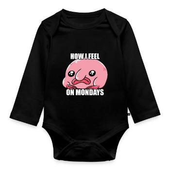 Comment je me sens lundi Propriétaire de Blobfish - Body Bébé bio manches longues - noir - Devant