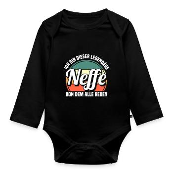 Neffe - Baby Bio-Langarm-Body - Schwarz - Vorne