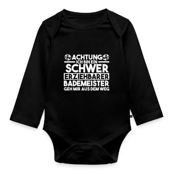 Rettungsschwimmer Bademeister - Baby Bio-Langarm-Body - Schwarz - Vorne
