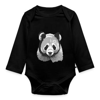 Stilisierter Baby-Panda - Baby Bio-Langarm-Body - Schwarz - Vorne