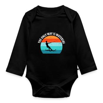 Water skis, water skis, water skiers - Organic Longsleeve Baby Bodysuit - black - Front