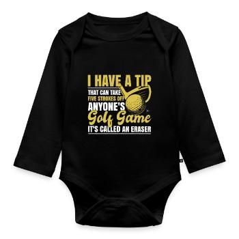 Funny Golf Player Golfer - Organic Longsleeve Baby Bodysuit - black - Front