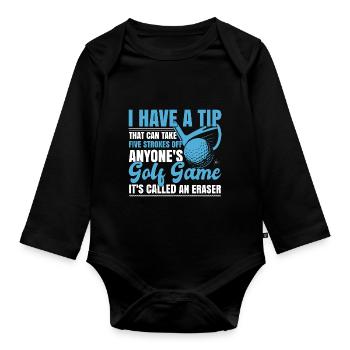 Jeu de golf amusant golfeur - Body Bébé bio manches longues - noir - Devant