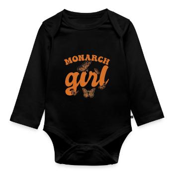 Monarch-Mädchen - Baby Bio-Langarm-Body - Schwarz - Vorne