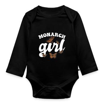 Monarch-Mädchen - Baby Bio-Langarm-Body - Schwarz - Vorne