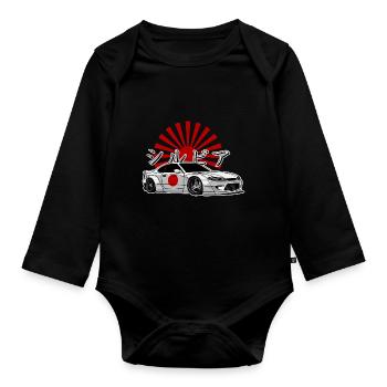 S15 Silvia Sonne Drift Legende JDM 90 Hieroglyphen - Baby Bio-Langarm-Body - Schwarz - Vorne