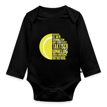 Tennis Taktik Coach Tennistrainer Tennisspieler - Baby Bio-Langarm-Body - Schwarz - Vorne