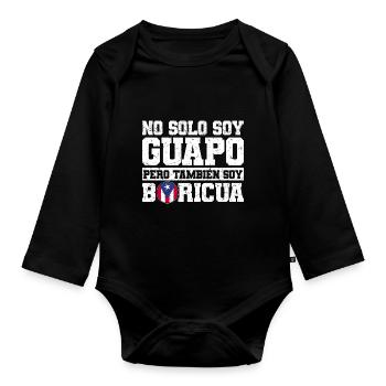Puerto Rico Flagge | Puerto Ricaner Geschenkideen - Baby Bio-Langarm-Body - Schwarz - Vorne