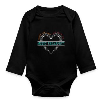 Musicothérapeute Appréciation Musicien de musique - Body Bébé bio manches longues - noir - Devant