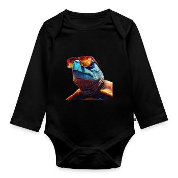 Turtle - Organic Longsleeve Baby Bodysuit - black - Front