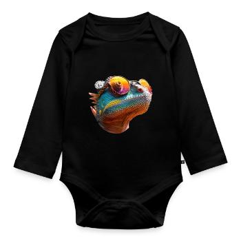 Lunettes de soleil caméléon - Body Bébé bio manches longues - noir - Devant