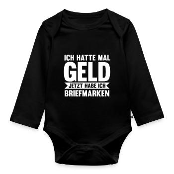Philatelie Briefmarkensammlung Briefmarkensammler - Baby Bio-Langarm-Body - Schwarz - Vorne