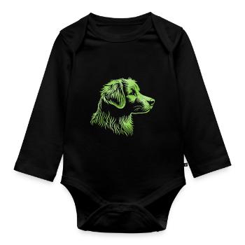 NOVA SCOTIA DUCK TOLLING RETRIEVER Porträt grün - Baby Bio-Langarm-Body - Schwarz - Vorne