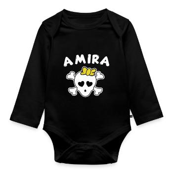 Pirate Amira Design pour les filles et les femmes - Body Bébé bio manches longues - noir - Devant