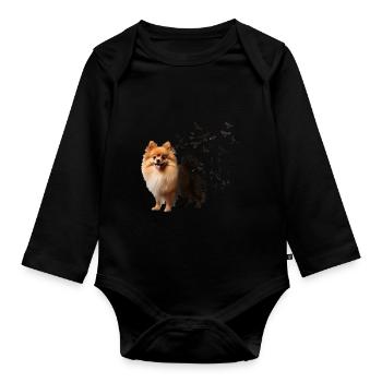 Pomeranian - Organic Longsleeve Baby Bodysuit - black - Front