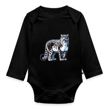 Schneeleopard Leopard Weißer Leopard - Baby Bio-Langarm-Body - Schwarz - Vorne