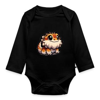Cute Baby Bearded Dragon Lizard - Organic Longsleeve Baby Bodysuit - black - Front
