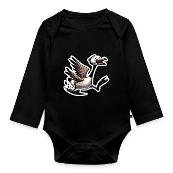 Oies d’oie du Canada folles - Body Bébé bio manches longues - noir - Devant