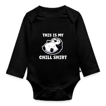 Chemise de nuit drôle Chemise de nuit pingouin Sommeil - Body Bébé bio manches longues - noir - Devant