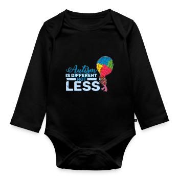 Autism is different not less Autist puzzle piece - Organic Longsleeve Baby Bodysuit - black - Front