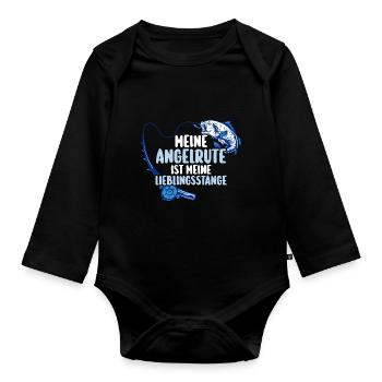 Angler Fishing Fishing Rod Fishing - Organic Longsleeve Baby Bodysuit - black - Front