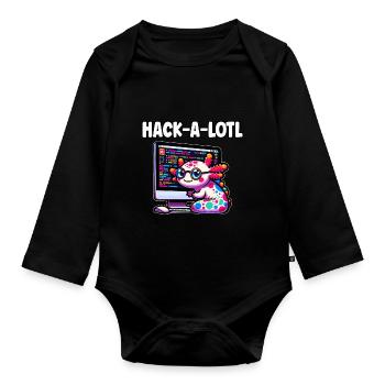 Funny Coding Axolotl Programming Gift - Organic Longsleeve Baby Bodysuit - black - Front