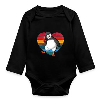 Gift for Atlantic Puffins - Organic Longsleeve Baby Bodysuit - black - Front