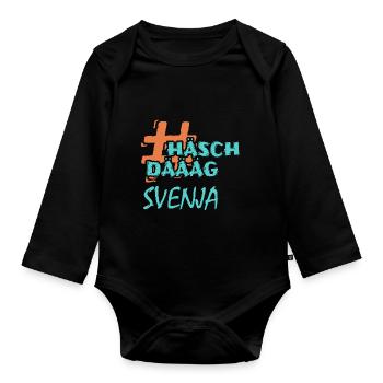Vorname Svenja - Baby Bio-Langarm-Body - Schwarz - Vorne