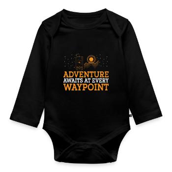 Geocaching Geocache Funny Geocacher Geocacher Sayi - Organic Longsleeve Baby Bodysuit - black - Front