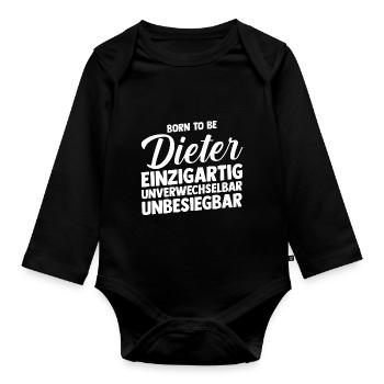 Prénom Dieter - Body Bébé bio manches longues - noir - Devant