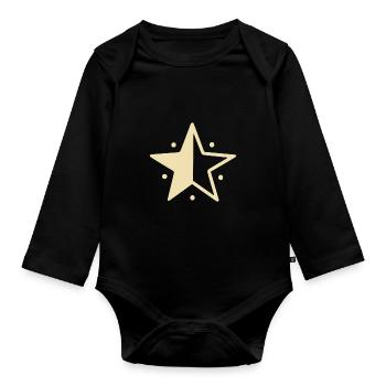 Abstract Star Sky Abstract Art - Organic Longsleeve Baby Bodysuit - black - Front