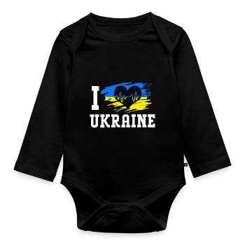 Ukraine - Baby Bio-Langarm-Body - Schwarz - Vorne