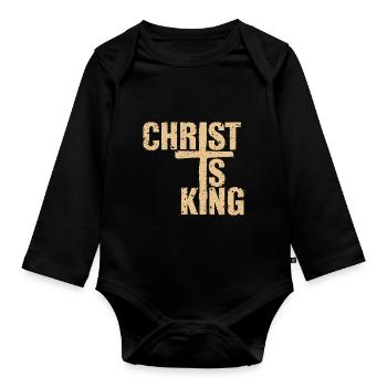 Le Christ est roi Foi chrétienne Religieux - Body Bébé bio manches longues - noir - Devant